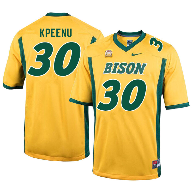 Men #30 Barika Kpeenu North Dakota State Bison College Football Jerseys Sale-Yellow - Click Image to Close